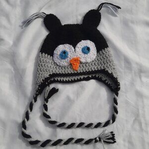 Adorable Hand Knitted Owl Hat Beanie Child’s Hat Handmade Crochet Hat Winter